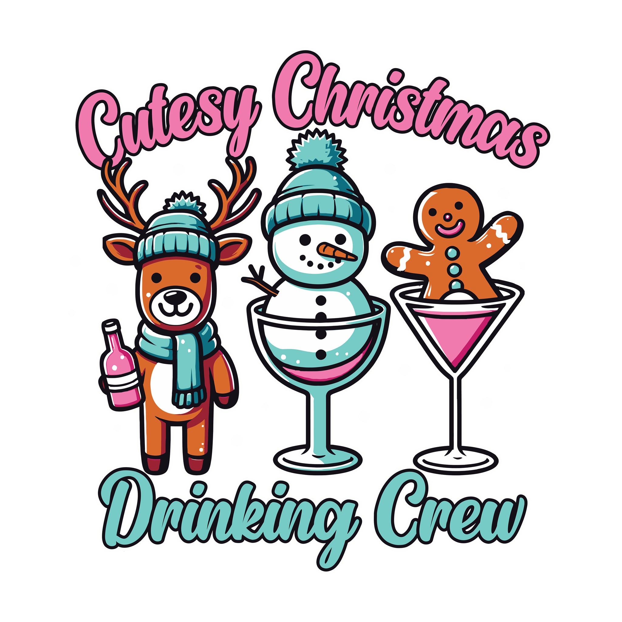 Cutesy Christmas Drinking Crew